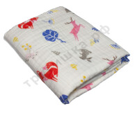 Муслиновое одеяло Цветные звери, хлопок, 6 слоев